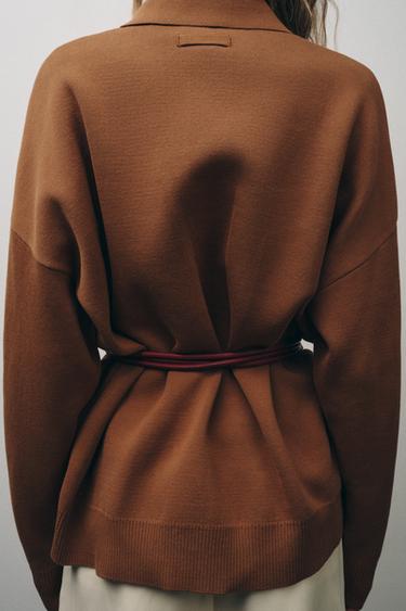 PULL POLO OVERSIZE EN MAILLE LISSE - Cognac de Zara - Image 2