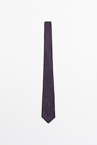 Corbata estampado geométrico 100% seda - blanco de Zara - Imagen 0
