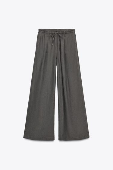 Zara LINEN PANTS - Dark gray - Image 0