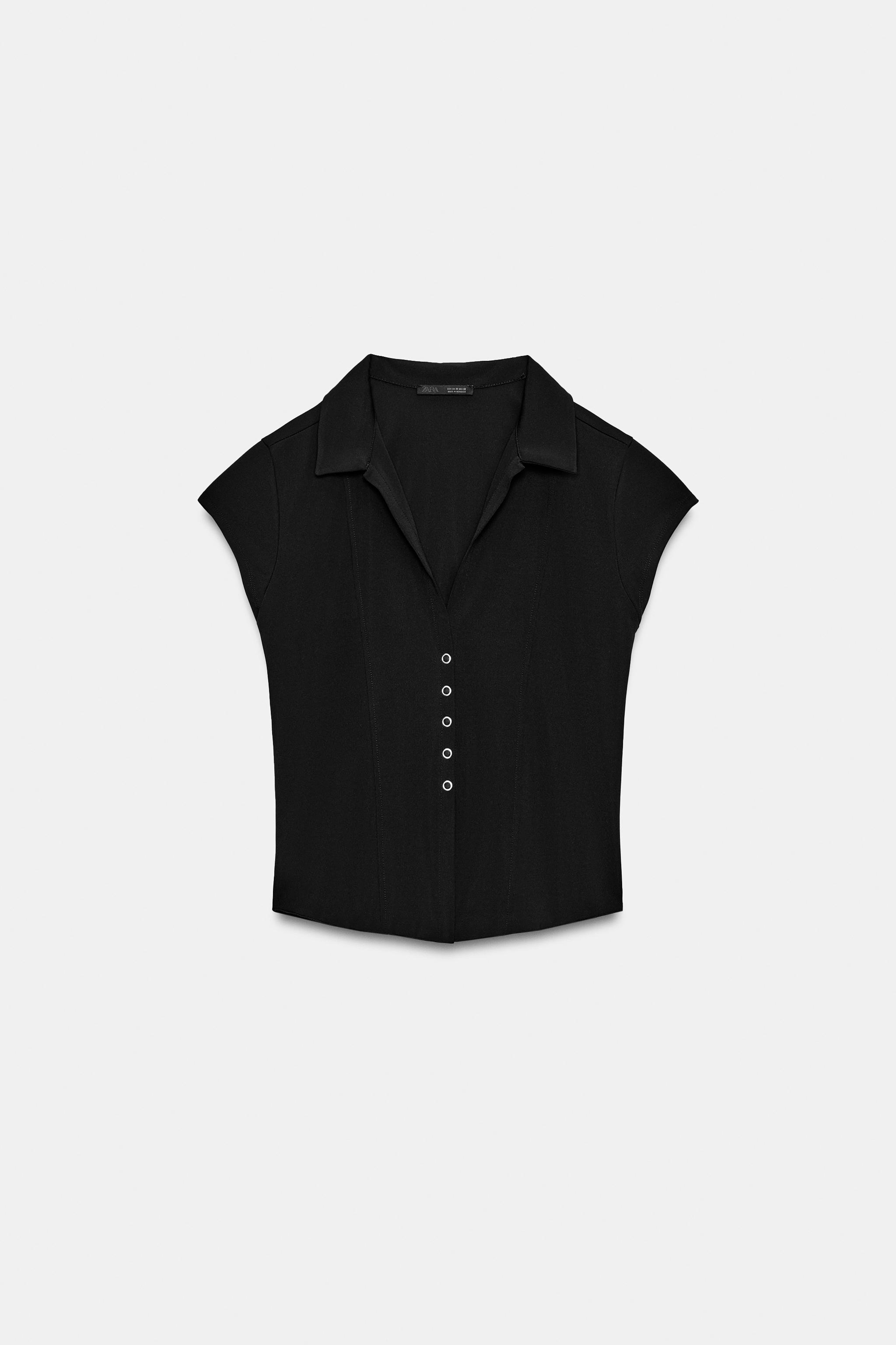 Женские рубашки Zara SHIRT-STYLE TOP — фото 5