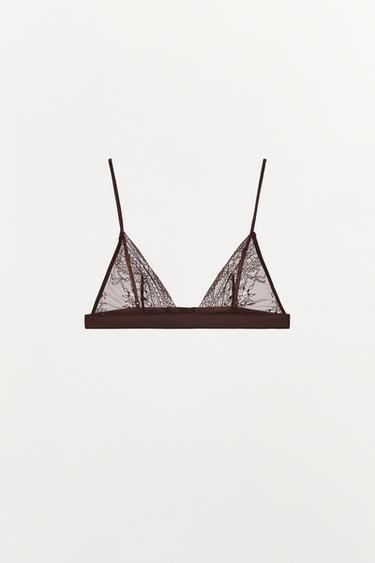 SOUTIEN-GORGE TRIANGLE AVEC DENTELLE COMBINÉE - Marron foncé de Zara