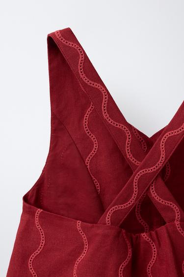 EMBROIDERED WAVE WAISTCOAT WITH LINEN - Intense red by Zara - Image 3