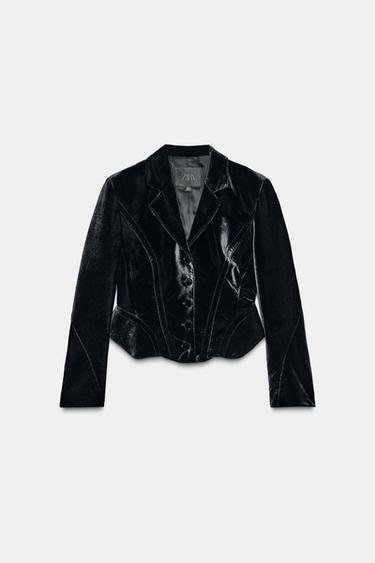 BLAZER COURTE EN VELOUR ZW COLLECTION LIMITED EDITION - Noir de Zara - Image 1