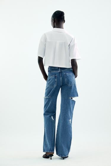 JEAN Z1975 DROIT TAILLE NORMALE DÉCOUPES DÉCHIRURES - Bleu moyen de Zara - Image 3