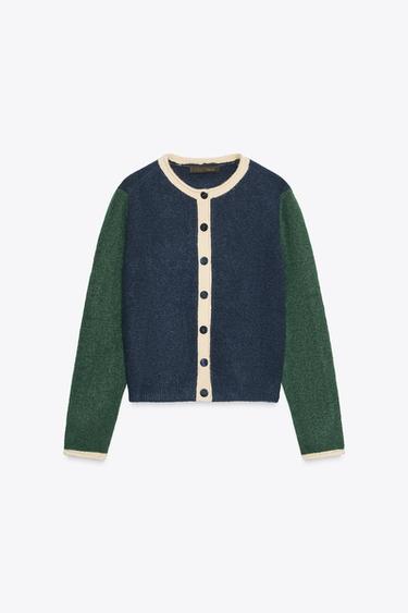 COLOUR BLOCK KNIT CARDIGAN - only one by Zara