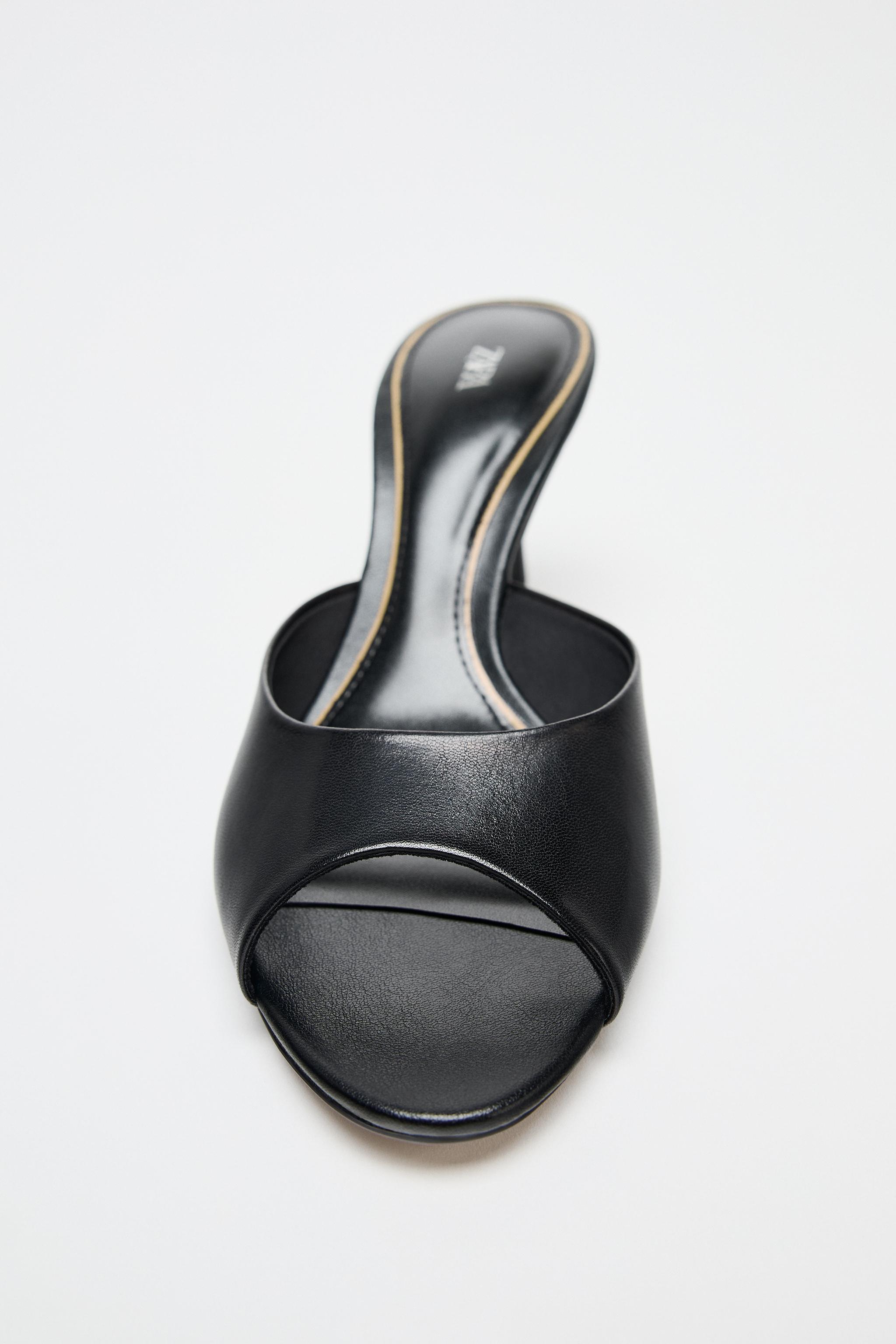 LEATHER HEELED MULES - Black | ZARA United States