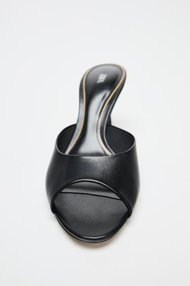 LEATHER HEELED MULES - Black by Zara - Image 4