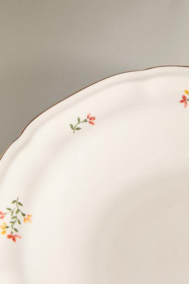 FPORCELAIN SOUP PLATE WITH FLORAL PRINT - Cream by Zara - Image 4