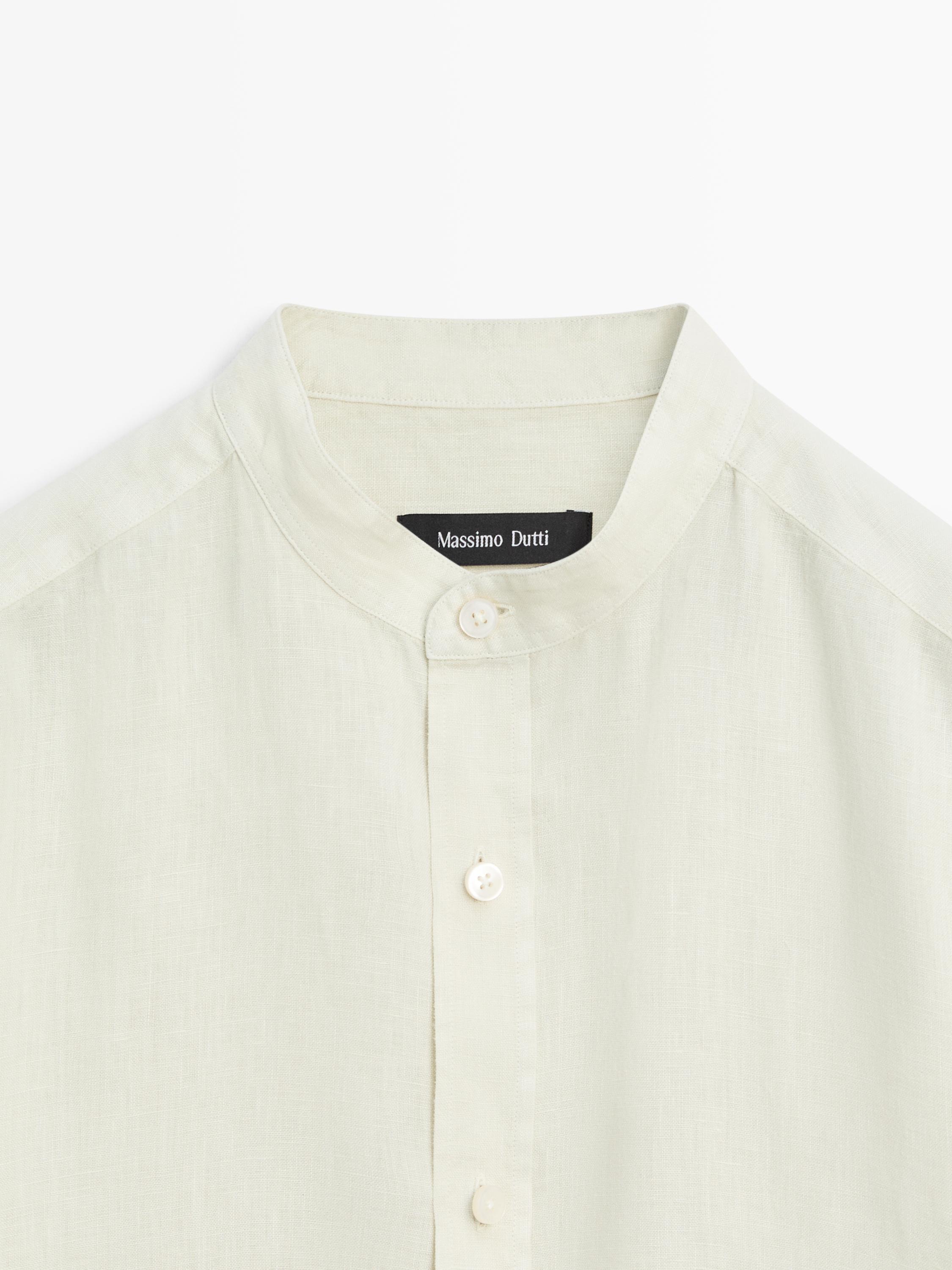 Slim fit stand collar shirt