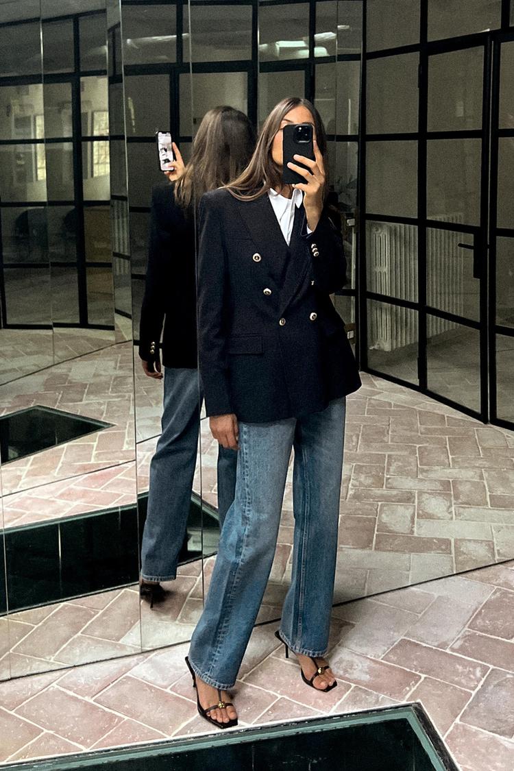 Suit Black Blazer Women Zara TAILORED DOUBLE-BREASTED BLAZER Black