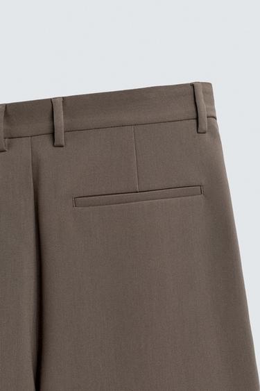 PANTALON COUPE DÉCONTRACTÉE À PLIS - Marron / Taupe de Zara - Image 8