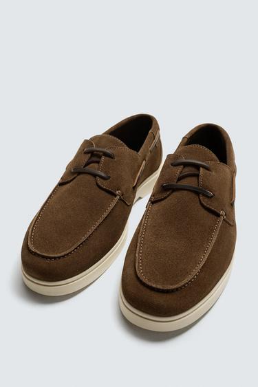 CHAUSSURES BATEAU DÉCONTRACTÉES EN CUIR - Marron de Zara - Image 1