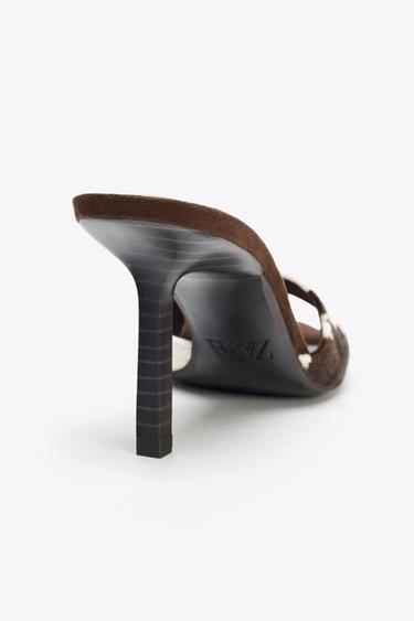 ANIMAL PRINT LEATHER HEELED SANDALS - Multicoloured by Zara - Image 6