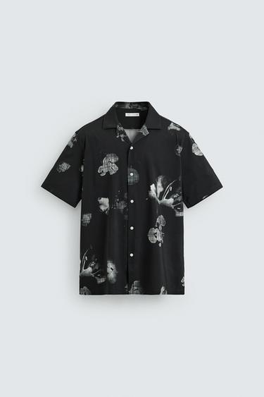 FLORAL PRINT STRETCH SHIRT - Black by Zara