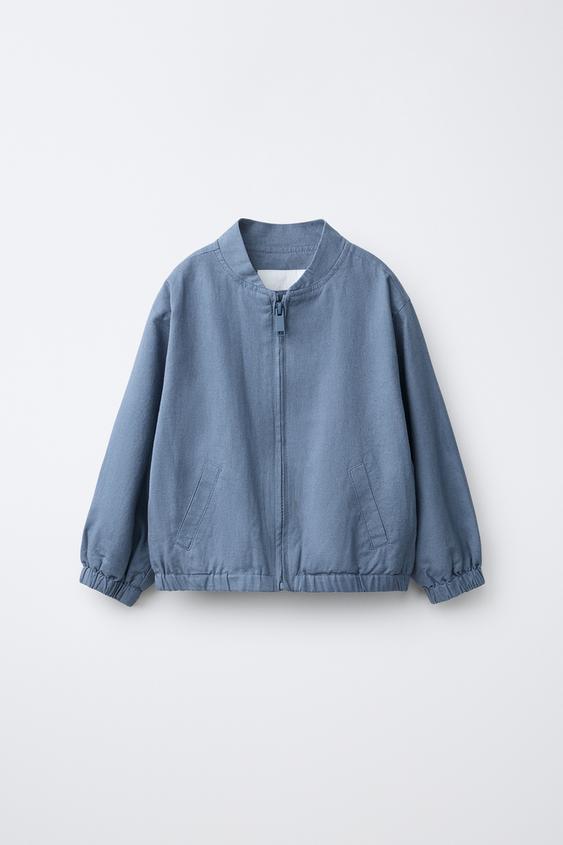 BOMBER ALGODÓN LINO - Azul de Zara - Imagen 0