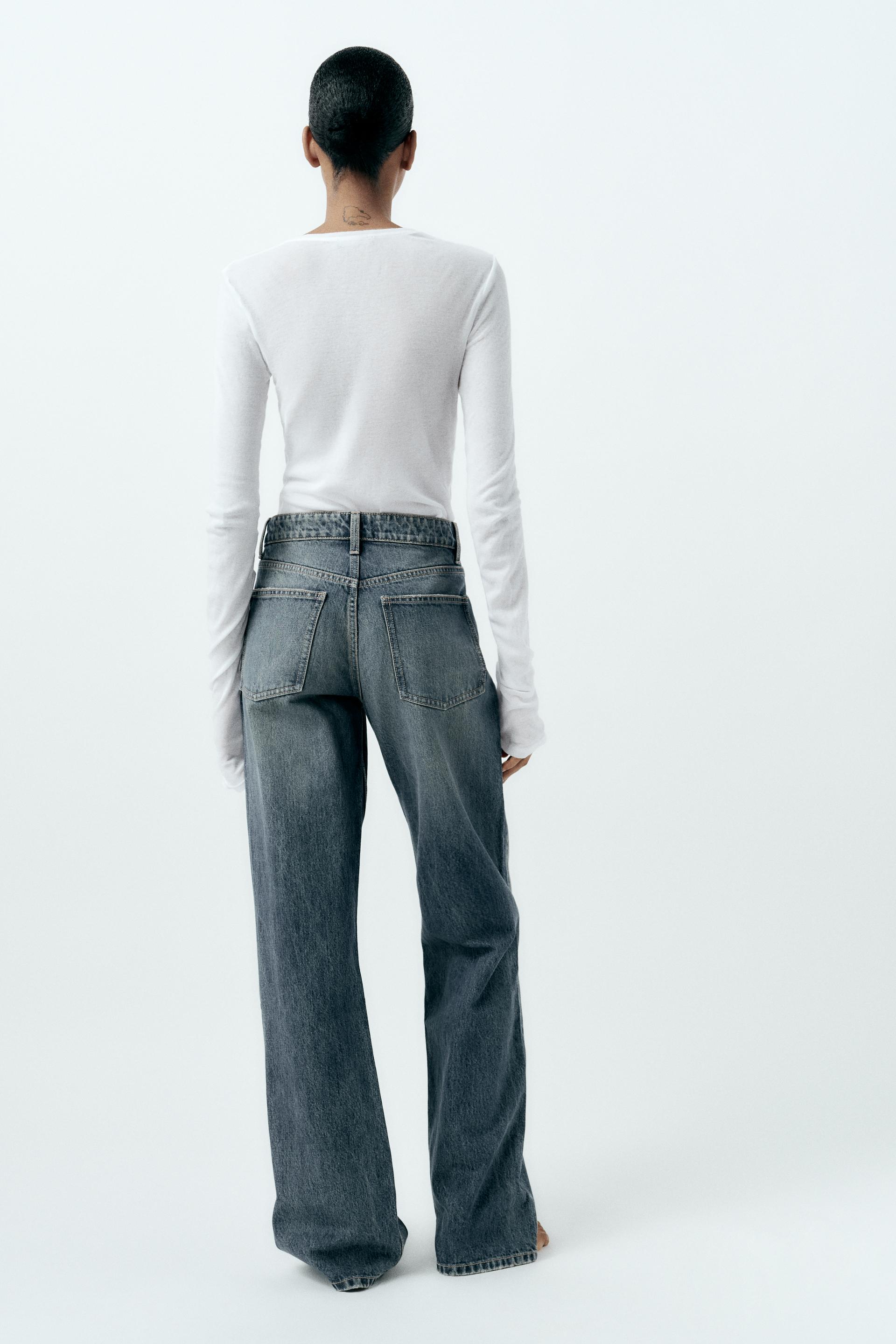 Zara Pink Jeans Loose fit Wide Leg Mid Rise Size UK10 EUR38 US6 Ref 6688  040