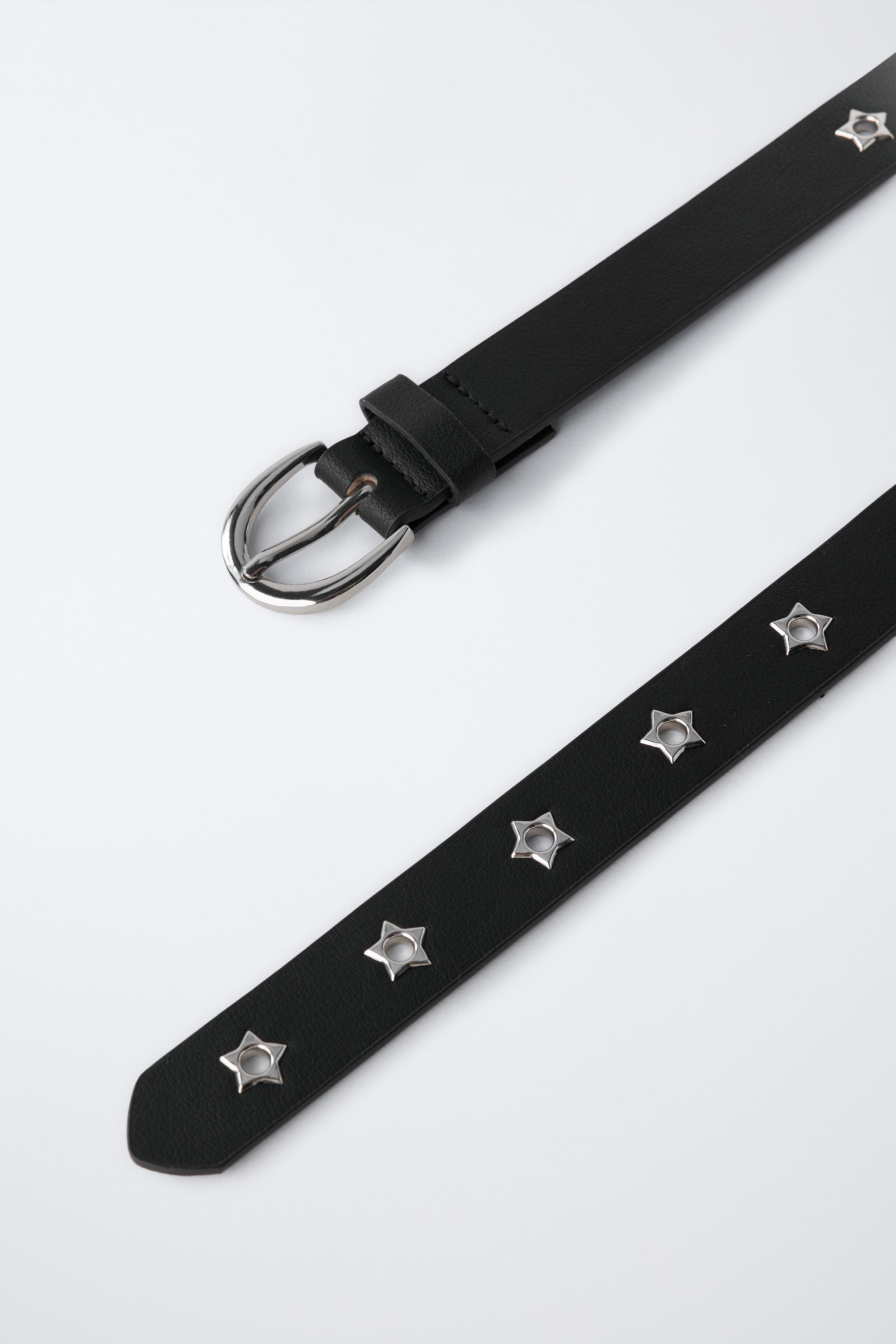 FAUX LEATHER BELT WITH STAR EYELETS - Black | ZARA United States