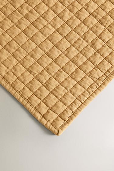 CHILDREN'S CHECK QUILT - Mustard by Zara - Image 3