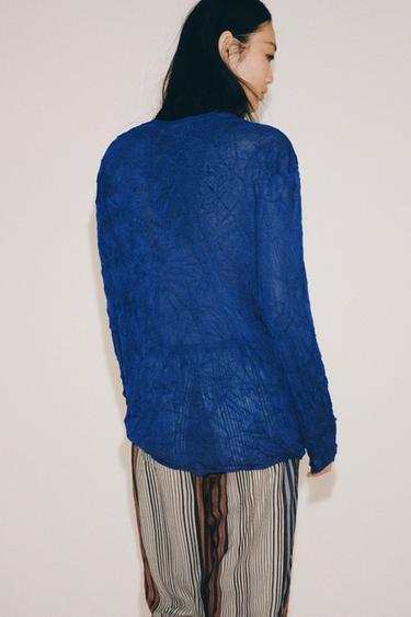 CRUMPLED EFFECT KNIT JUMPER - Cornflower blue by Zara - Image 3