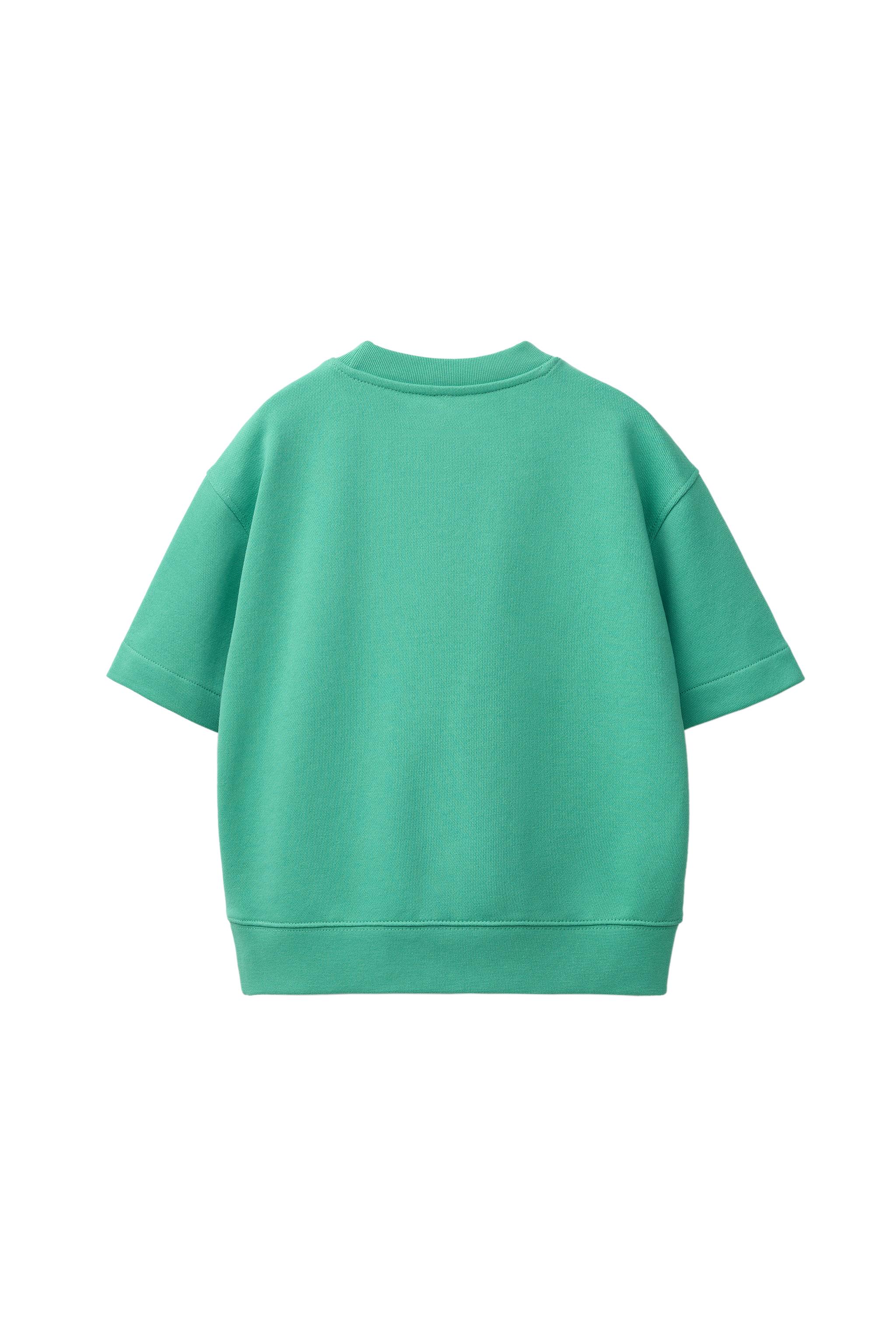 SHORT SLEEVE RAISED TEXT SWEATSHIRT — Duck blue (alternate view)