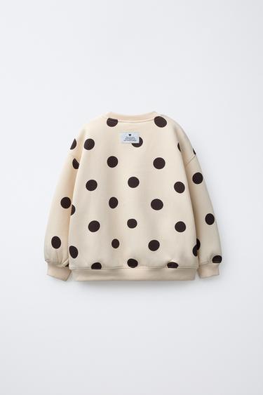 POLKA DOT SWEATSHIRT - Ecru / Brown by Zara - Image 1