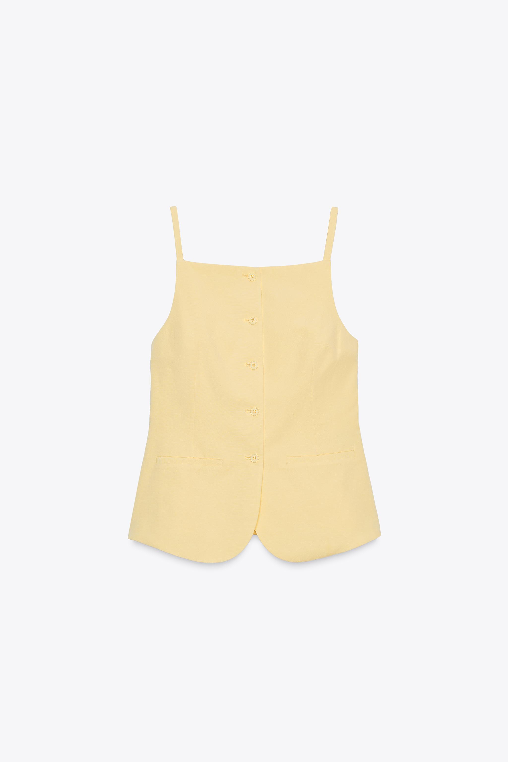 タグ付き新品★ZARAのボタンベストトップス★XSサイズ★ライトイエロー色 ボタンベストトップス - エクリュ | ZARA Japan / 日本