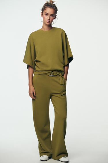 RUSTIC TROUSERS WITH BELT - Olive green by Zara