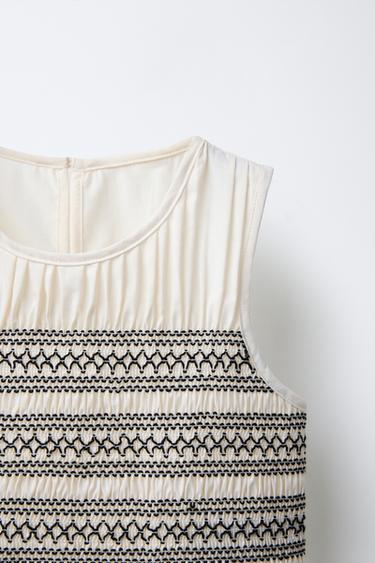 TOP ÉLASTIQUE CONTRASTÉ - Écru de Zara - Image 2