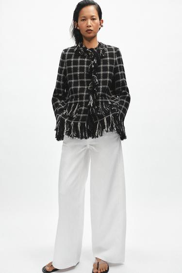 CHAQUETA CUADROS FLECOS ZW COLLECTION - Negro / Blanco de Zara
