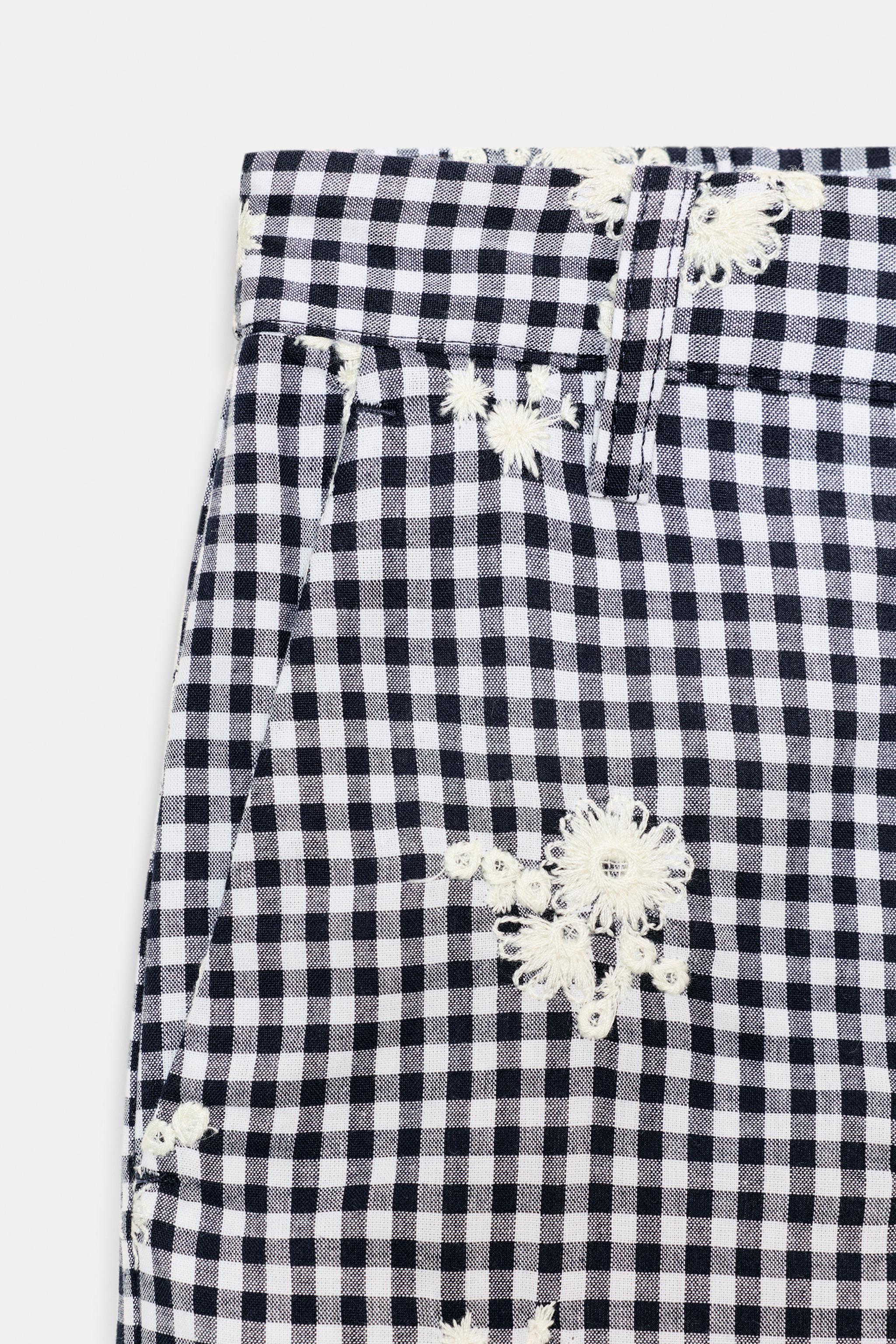 JUPE-CULOTTE À CARREAUX BRODÉS