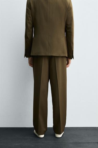 LIMITED EDITION SUIT TROUSERS WITH PLEATS - Dark olive by Zara - Image 2