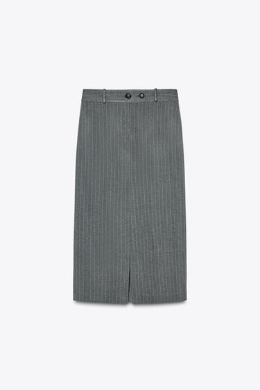 SAIA MIDI COM RISCA DE GIZ - Cinzento da Zara