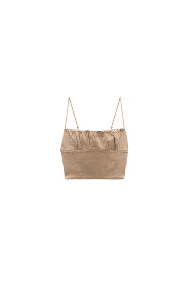 LINEN BLEND CROP TOP