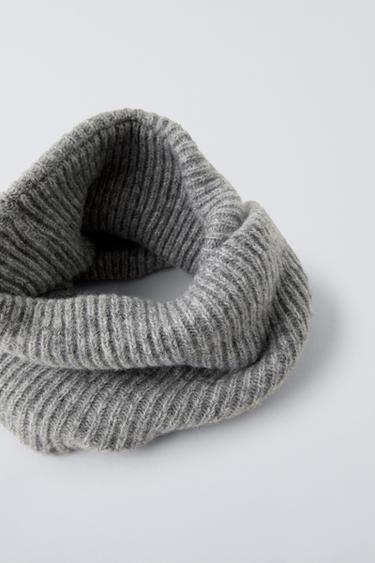 Zara BASIC KNIT INFINITY SCARF - Gray