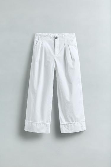 PANTALON POPELINE BOUTON BIJOU - Blanc de Zara - Image 4