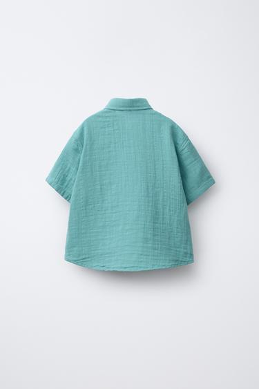 CHEMISE TEXTURÉE À POCHE - Bleu de Zara - Image 1