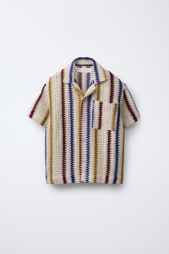 CAMISA EM CROCHET ÀS RISCAS - Cru | ZARA Angola