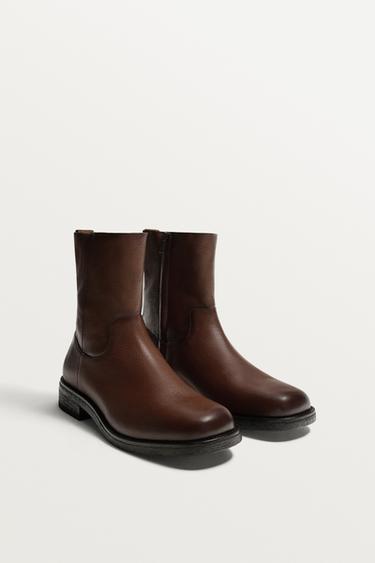 LEATHER LIMITED EDITION BOOTS - Brown by Zara