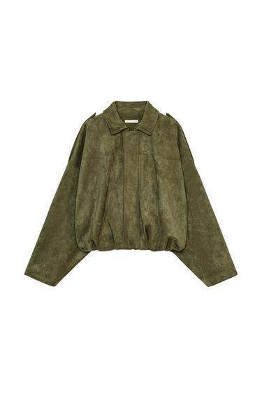 FAUX SUEDE JACKET - mid khaki by Zara