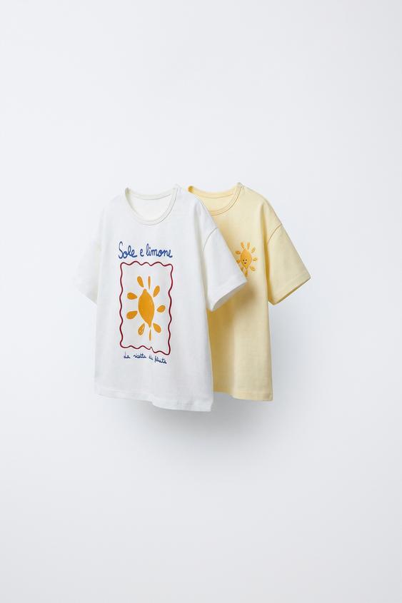 T-SHIRT IMPRIMÉ bleu enfant fille ZARA coton manches courtes taille 5 Y 110 cm b