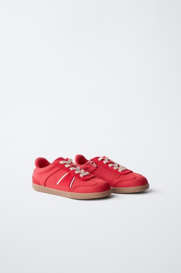 COLOR-BLOCK HIGH-TOP SNEAKERS — Red 2