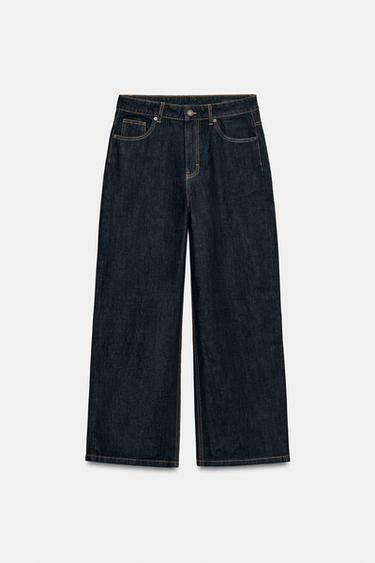 Zara ZW COLLECTION HIGH-RISE WIDE LEG JEANS - Blue