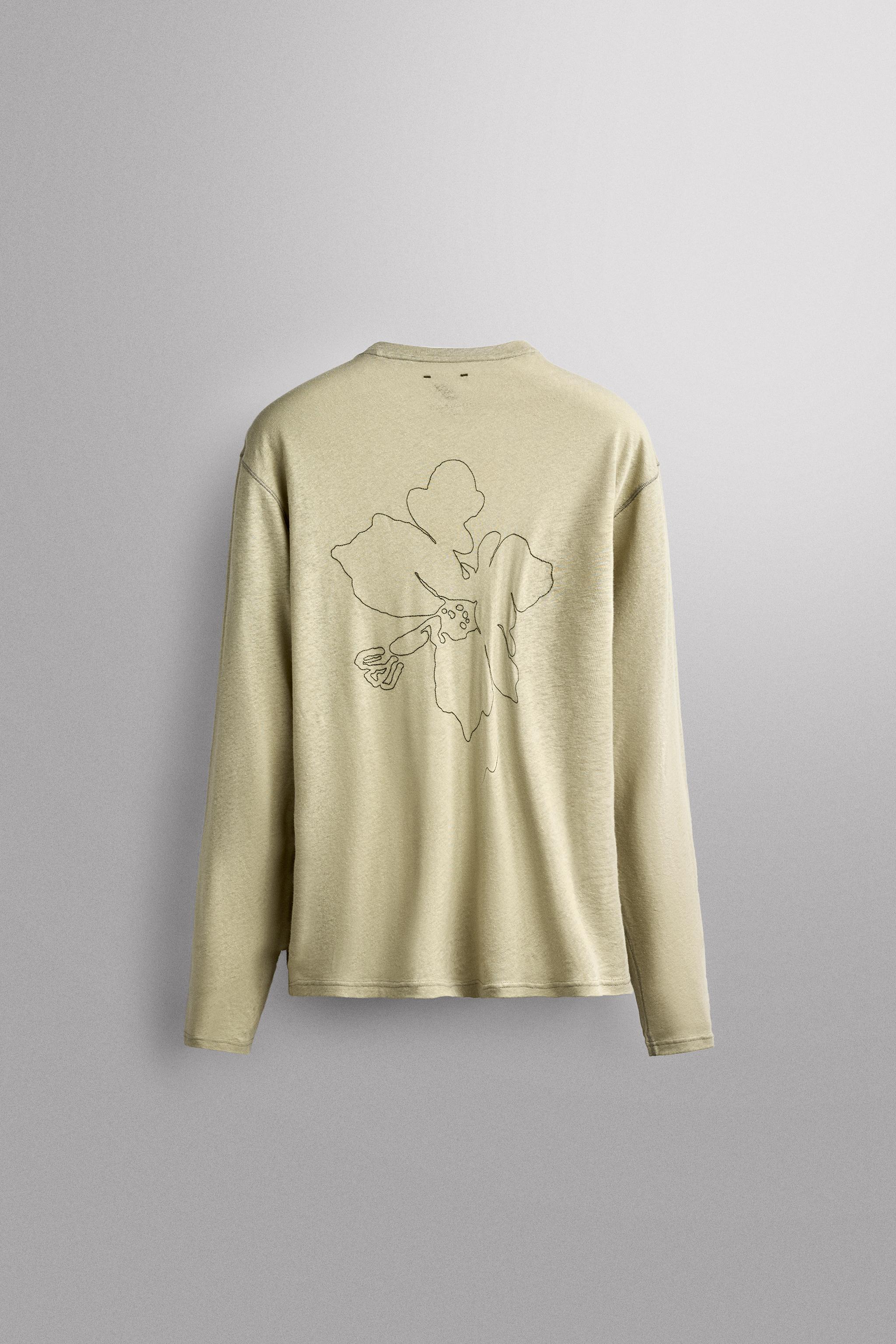 Мужские футболки Zara LIGHTWEIGHT LINEN COTTON BLEND T-SHIRT — фото 9