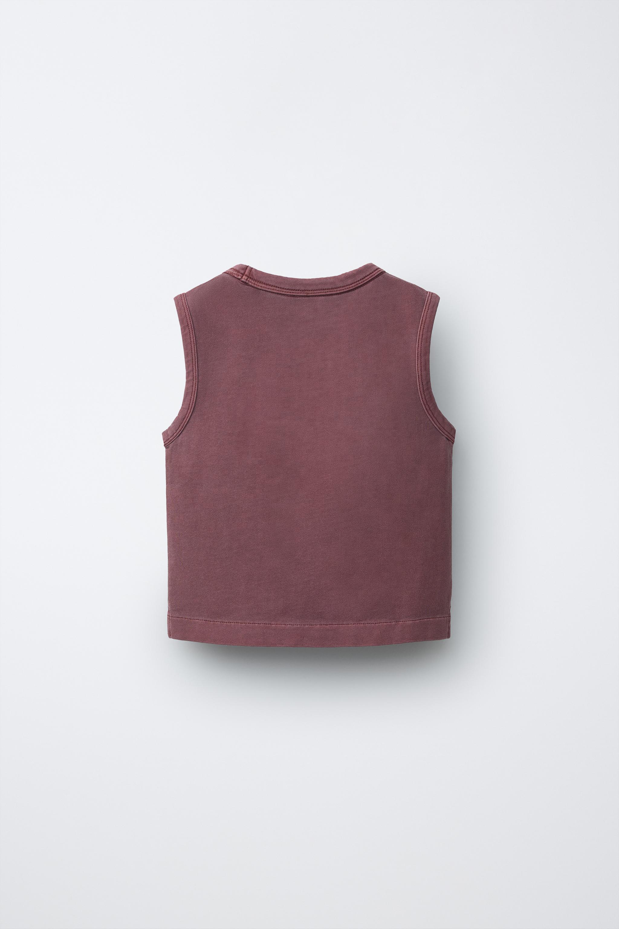 EMBROIDERED GARMENT DYE T-SHIRT - Burgundy | ZARA United States