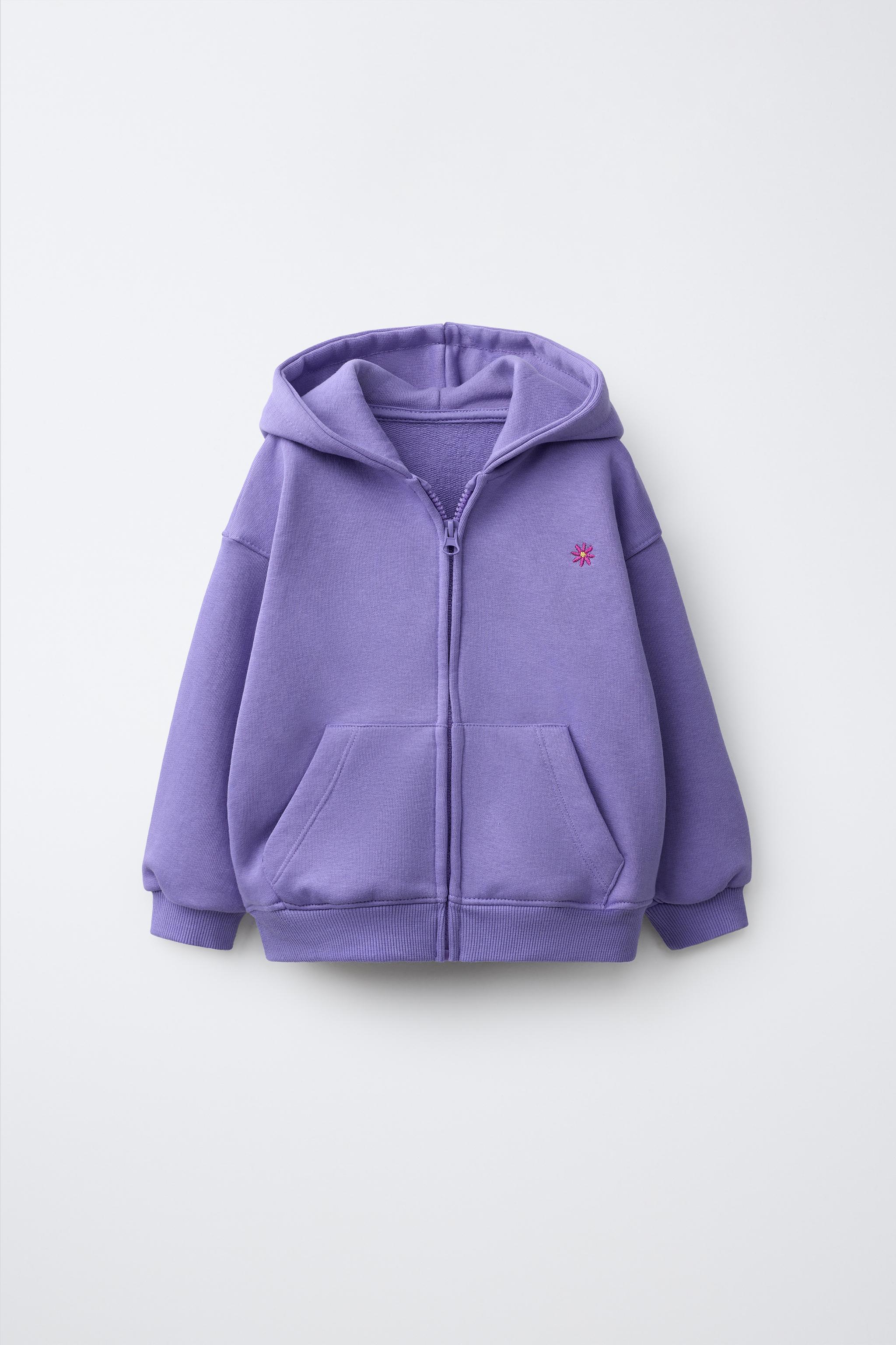 dry♡ EMBROIDERED ZIP-UP HOODIE - Blue / Lavender | ZARA United States