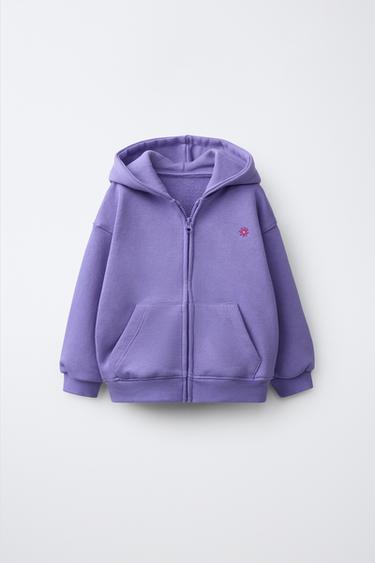 BLUZË HOODIE ME ZINXHIR DHE QËNDISJE - Kaltër/ lejla nga Zara