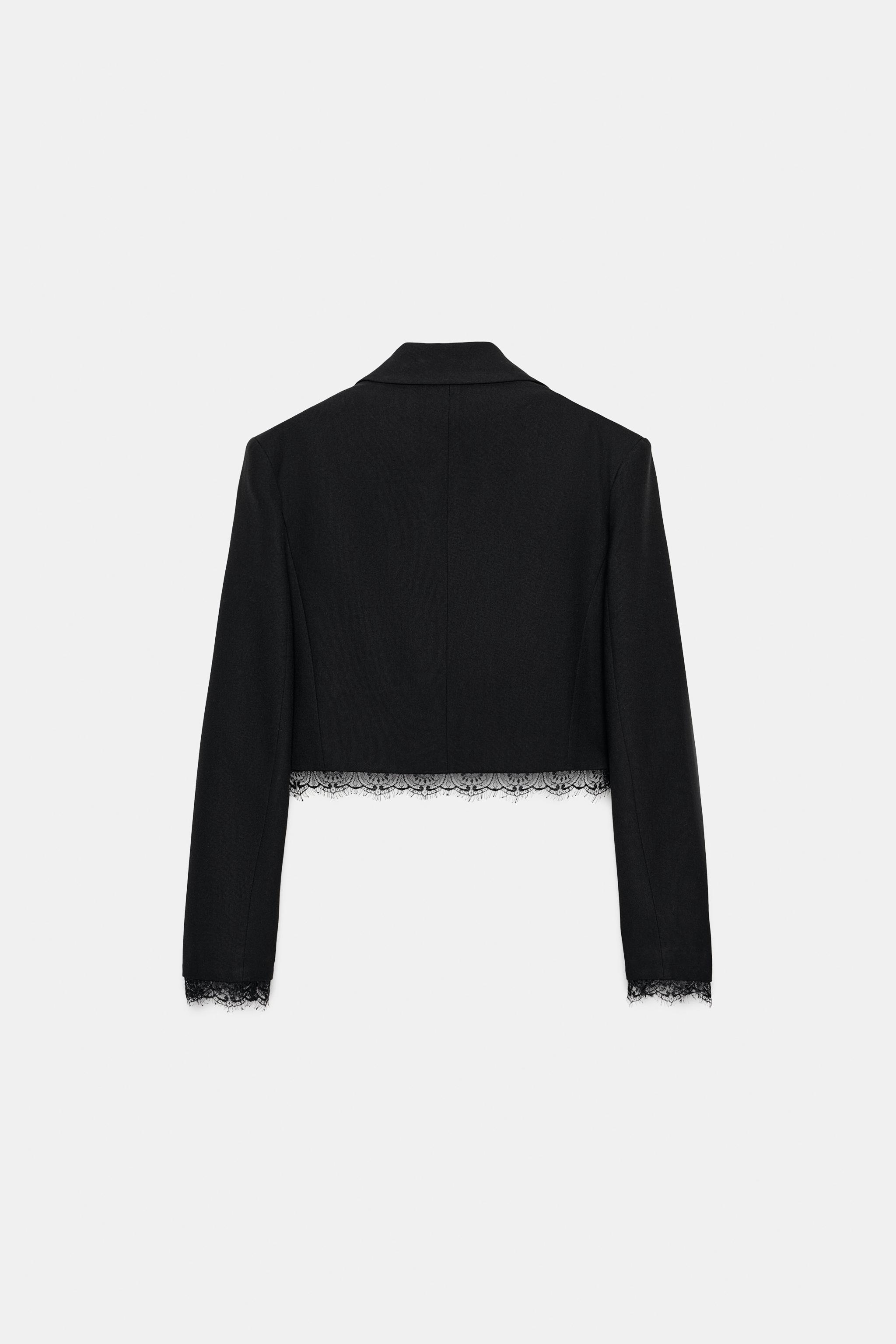 DANTEL DETAYLI CROP BLAZER - Görsel 7
