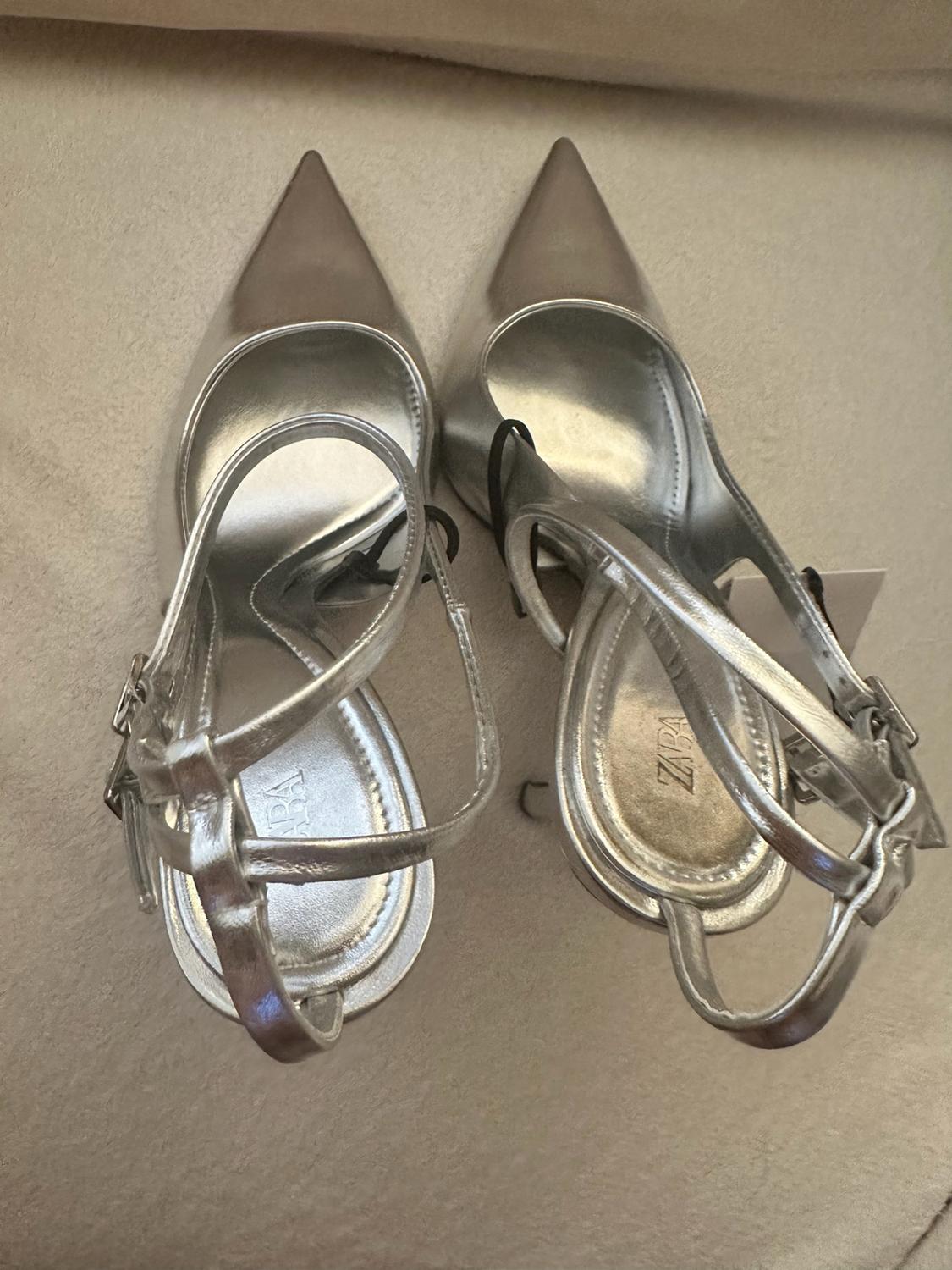 METALLIC-EFFECT SLINGBACK SHOES - Image 4
