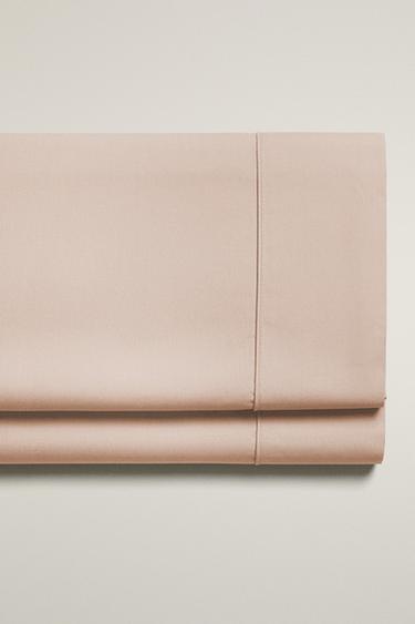 300 THREAD COUNT COTTON PERCALE FLAT SHEET - Pink by Zara