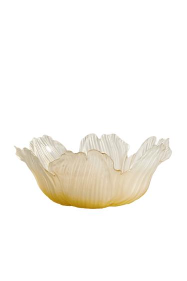 Zara FLOWER-SHAPED GLASS SALAD BOWL - 黃色